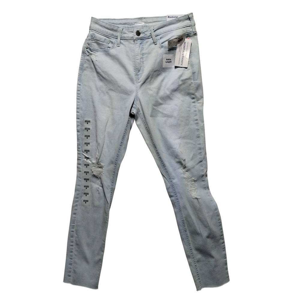 Old Navy Rockstar Super Skinny Ankle Distressed Jeans Light‎ Wash Size 8